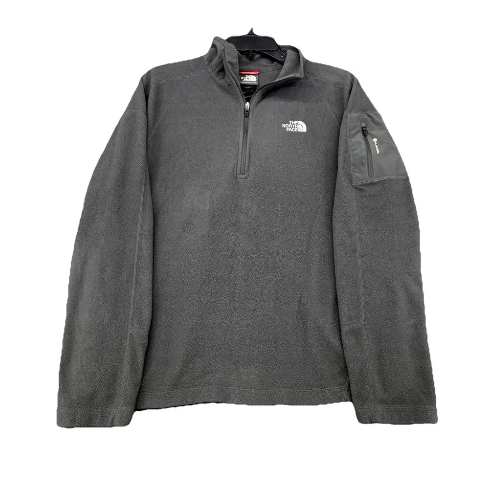 North Face Mens Size Large Grey  Fleece‎ Pullover Sweatshirt Sweater 1/4 Zip